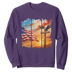 Faith And Freedom Christian American Flag Eagle Sweatshirt American Faith Pride TS12 Purple Print Your Wear