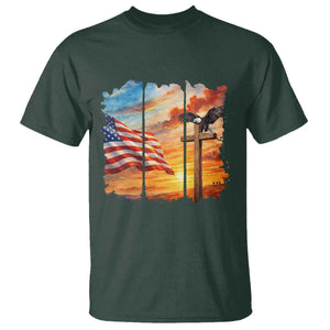 Faith And Freedom Christian American Flag Eagle T Shirt American Faith Pride TS12 Dark Forest Green Print Your Wear