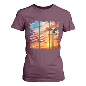 Faith And Freedom Christian American Flag Eagle T Shirt For Women American Faith Pride TS12 Maroon Print Your Wear