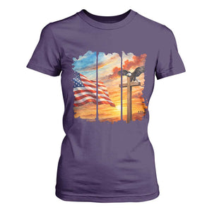 Faith And Freedom Christian American Flag Eagle T Shirt For Women American Faith Pride TS12 Purple Print Your Wear