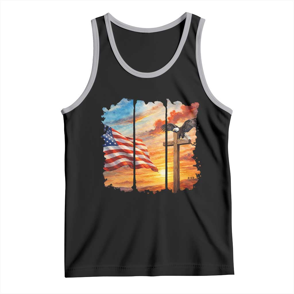 Faith And Freedom Christian American Flag Eagle Tank Top American Faith Pride TS12 Black Athletic Heather Print Your Wear
