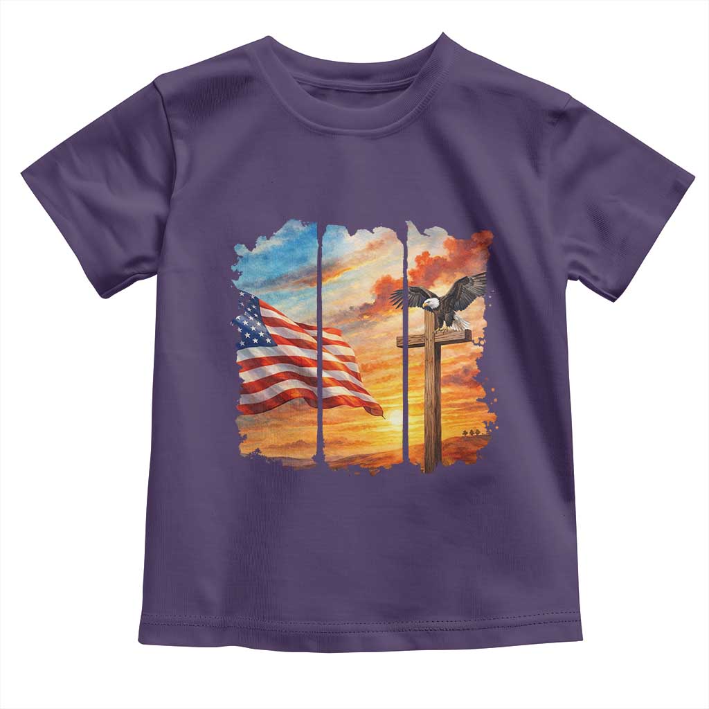 Faith And Freedom Christian American Flag Eagle Toddler T Shirt American Faith Pride TS12 Purple Print Your Wear