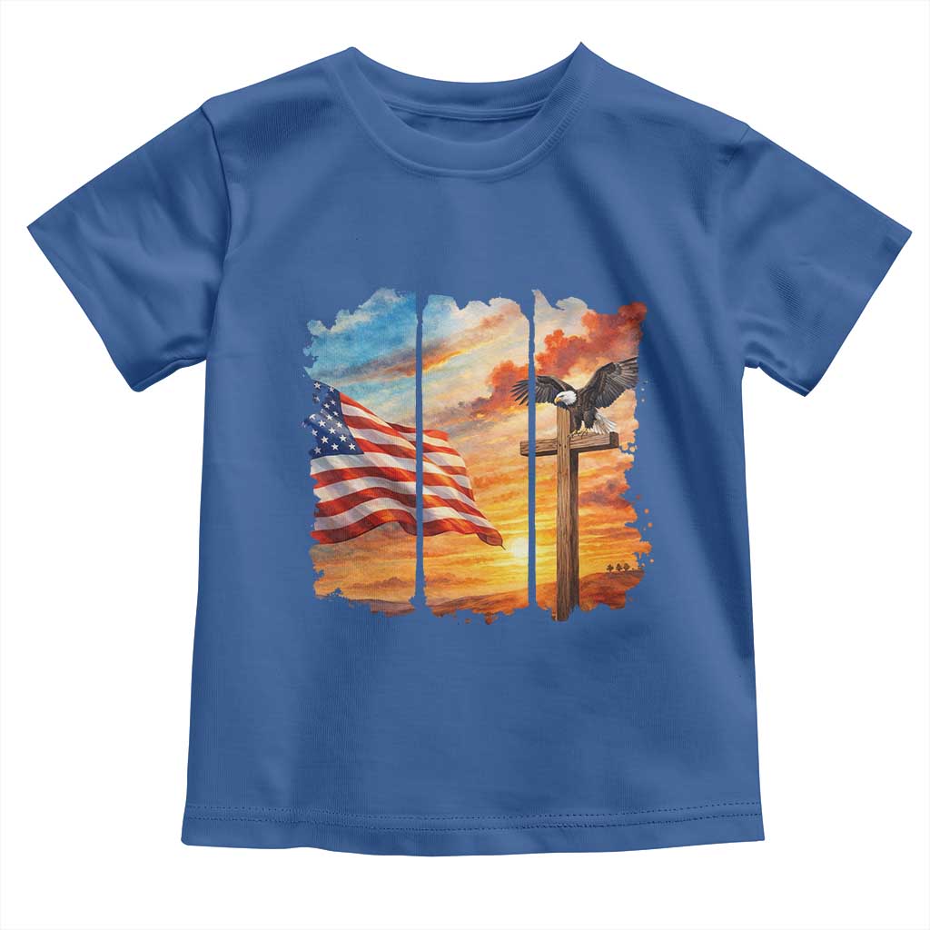 Faith And Freedom Christian American Flag Eagle Toddler T Shirt American Faith Pride TS12 Royal Blue Print Your Wear