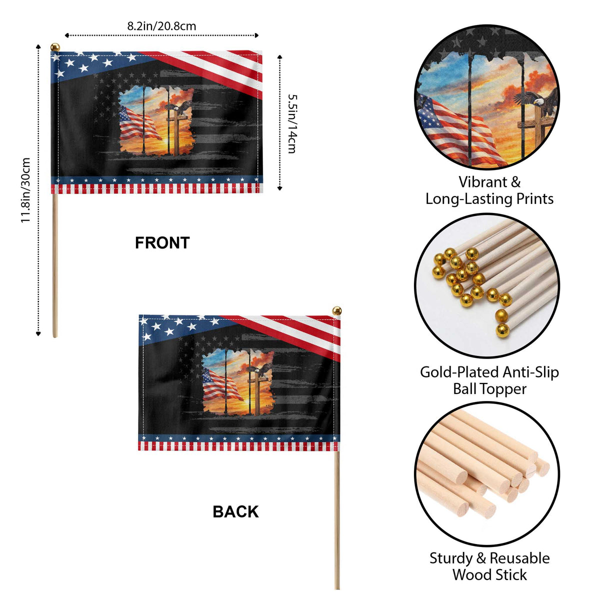 Faith And Freedom Christian American Flag Eagle Patriotic Handheld Flag American Faith Pride TS12 Print Your Wear