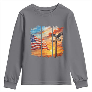 Faith And Freedom Christian American Flag Eagle Youth Sweatshirt American Faith Pride TS12 Charcoal Print Your Wear