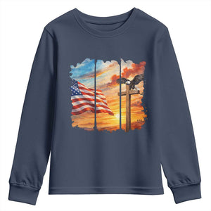Faith And Freedom Christian American Flag Eagle Youth Sweatshirt American Faith Pride TS12 Navy Print Your Wear