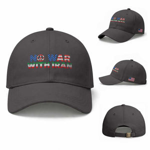 No War USA Iran Flag Baseball Cap Iranian Freedom Peace Advocate Gift TS12 Baseball Cap Universal Fit Dark Gray Print Your Wear