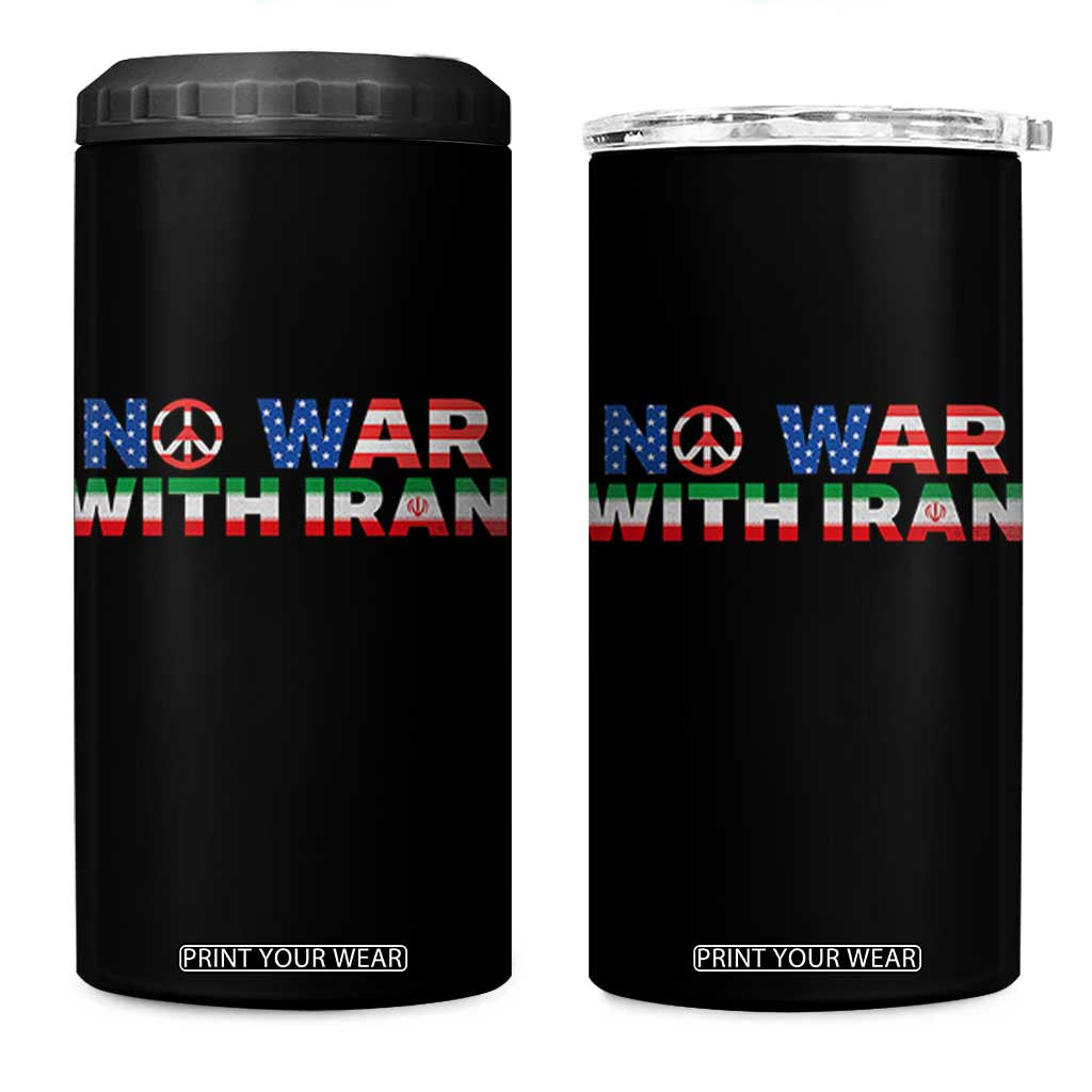 No War USA Iran Flag 4 in 1 Can Cooler Tumbler Iranian Freedom Peace Advocate Gift TS12 One Size: 16 oz Black Print Your Wear