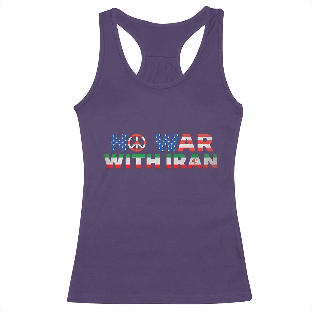 No War USA Iran Flag Racerback Tank Top Iranian Freedom Peace Advocate Gift TS12 Purple Print Your Wear