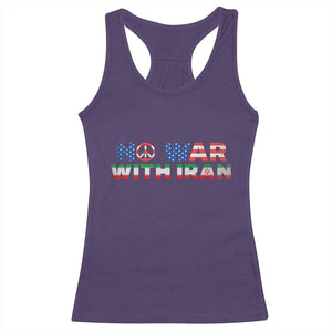 No War USA Iran Flag Racerback Tank Top Iranian Freedom Peace Advocate Gift TS12 Purple Print Your Wear