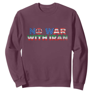 No War USA Iran Flag Sweatshirt Iranian Freedom Peace Advocate Gift TS12 Maroon Print Your Wear