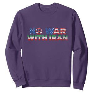 No War USA Iran Flag Sweatshirt Iranian Freedom Peace Advocate Gift TS12 Purple Print Your Wear