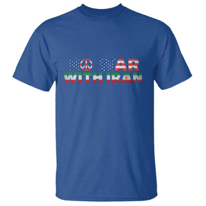 No War USA Iran Flag T Shirt Iranian Freedom Peace Advocate Gift TS12 Royal Blue Print Your Wear