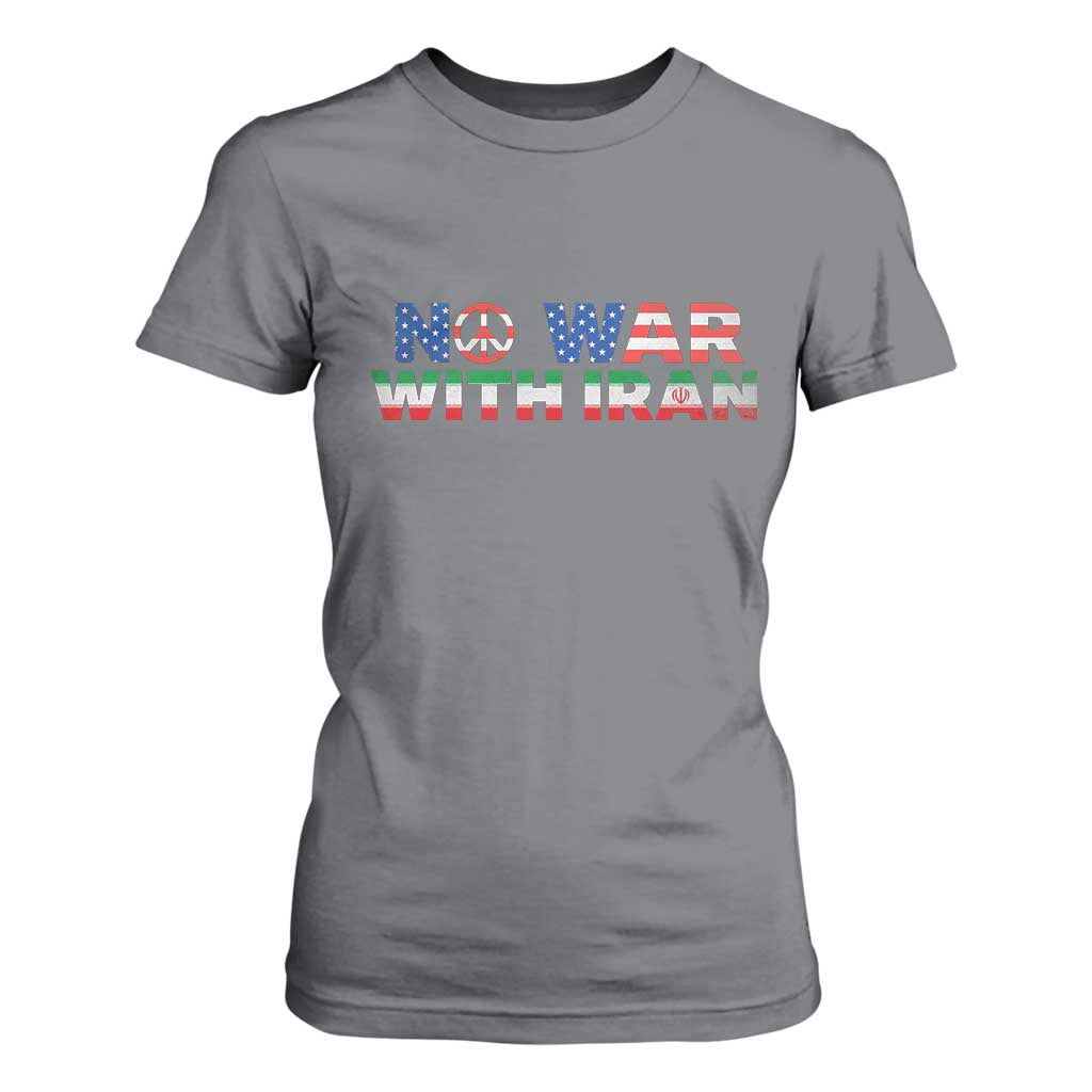 No War USA Iran Flag T Shirt For Women Iranian Freedom Peace Advocate Gift TS12 Charcoal Print Your Wear
