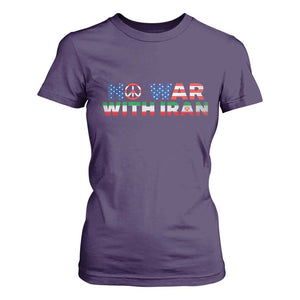 No War USA Iran Flag T Shirt For Women Iranian Freedom Peace Advocate Gift TS12 Purple Print Your Wear