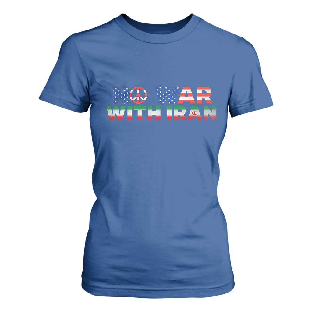 No War USA Iran Flag T Shirt For Women Iranian Freedom Peace Advocate Gift TS12 Royal Blue Print Your Wear