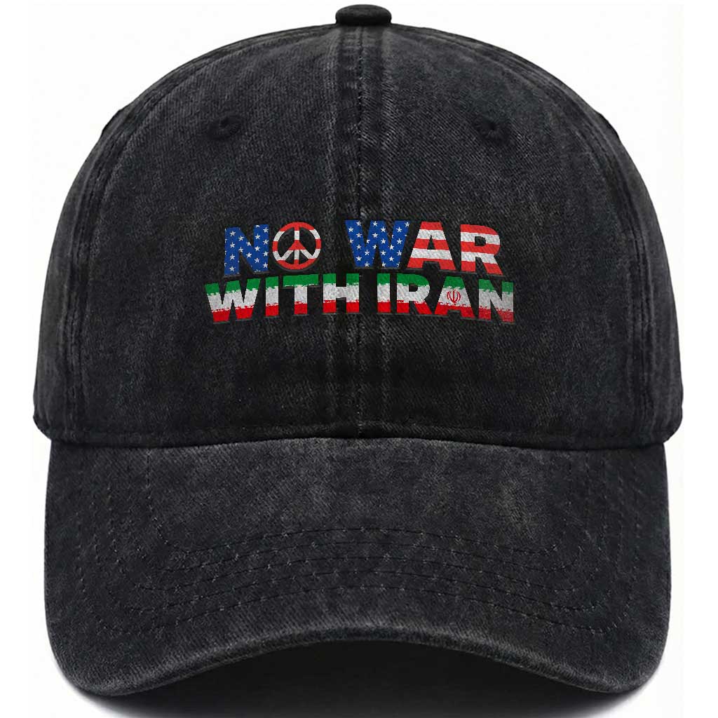 No War USA Iran Flag Washed Cotton Baseball Cap Iranian Freedom Peace Advocate Gift TS12 Print Your Wear
