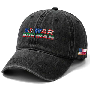 No War USA Iran Flag Washed Cotton Baseball Cap Iranian Freedom Peace Advocate Gift TS12 Print Your Wear