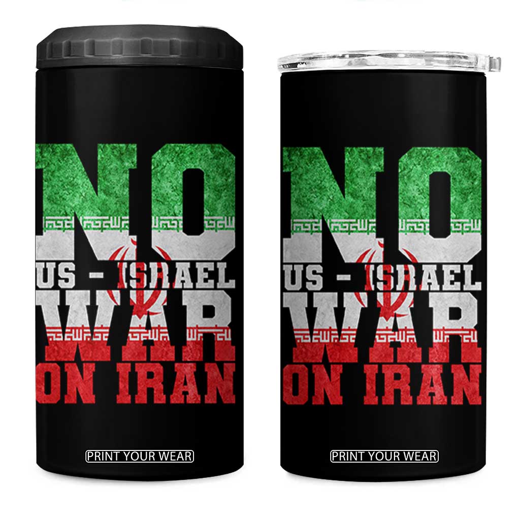 No Us Israel War On Iran 4 in 1 Can Cooler Tumbler Anti War Political Protest Statement TS12 One Size: 16 oz Black Print Your Wear