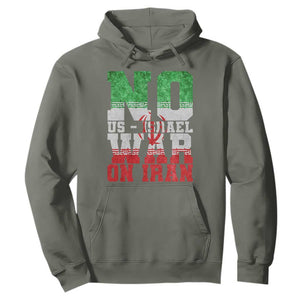 No Us Israel War On Iran Hoodie Anti War Political Protest Statement TS12 Military Green Print Your Wear