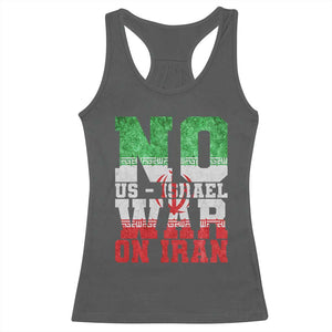 No Us Israel War On Iran Racerback Tank Top Anti War Political Protest Statement TS12 Dark Heather Print Your Wear