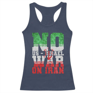 No Us Israel War On Iran Racerback Tank Top Anti War Political Protest Statement TS12 Navy Print Your Wear