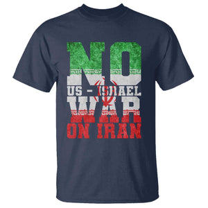 No Us Israel War On Iran T Shirt Anti War Political Protest Statement TS12 Navy Print Your Wear