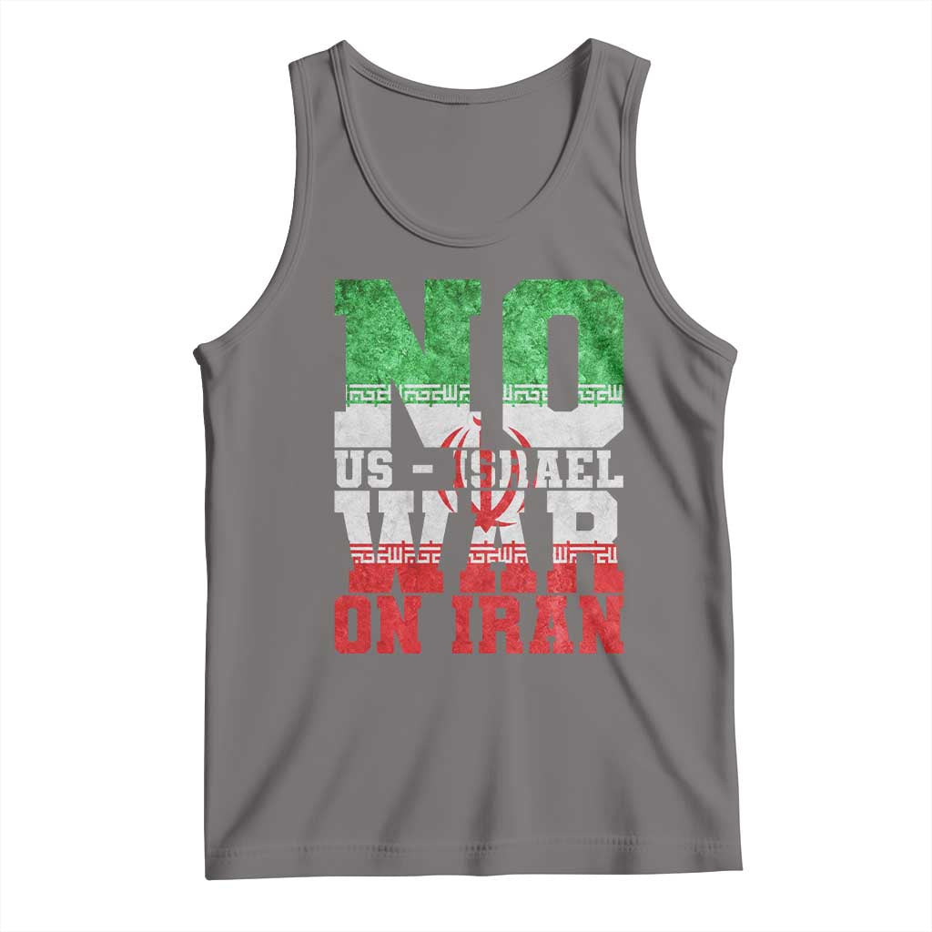 No Us Israel War On Iran Tank Top Anti War Political Protest Statement TS12 Deep Heather Print Your Wear