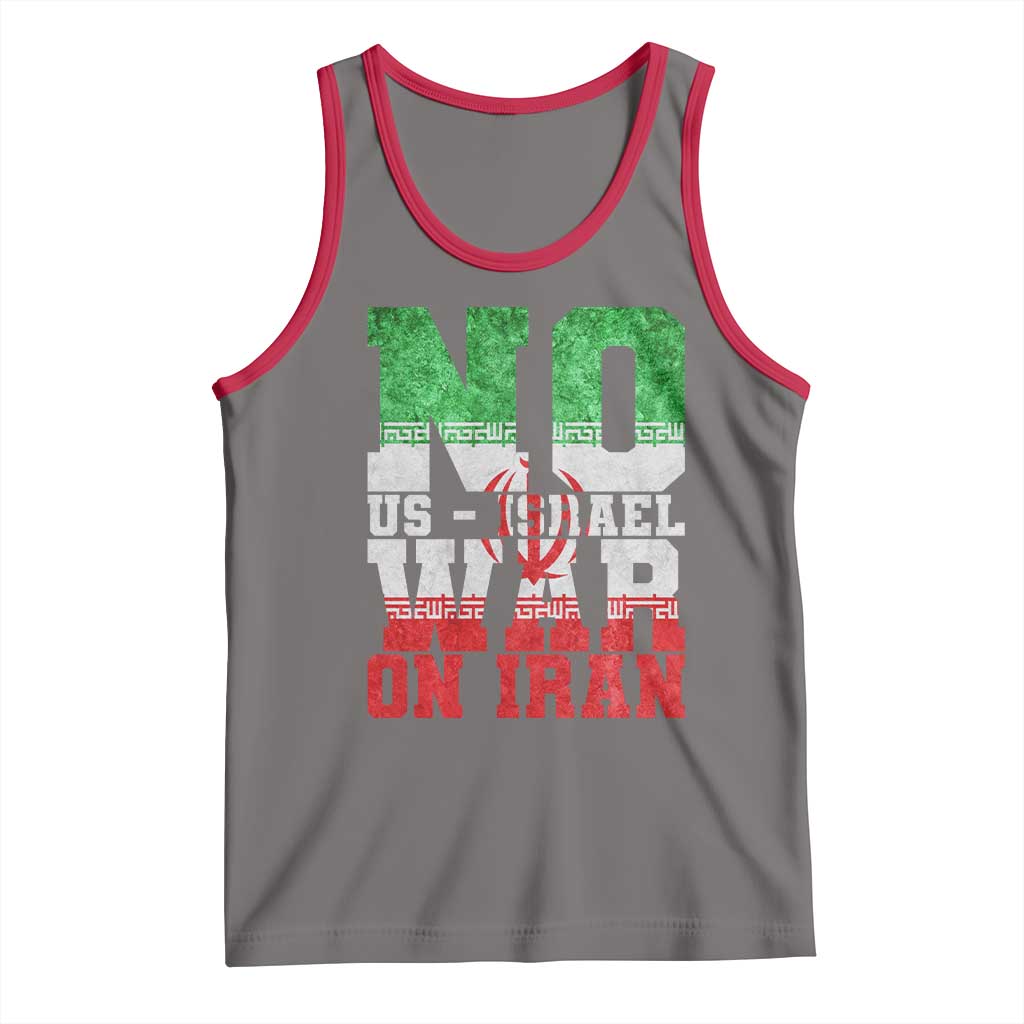No Us Israel War On Iran Tank Top Anti War Political Protest Statement TS12 Deep Heather Red Print Your Wear