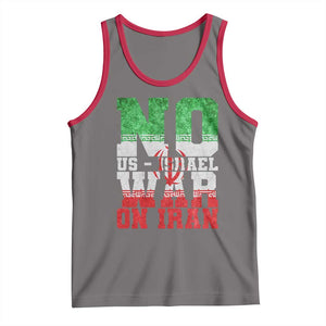 No Us Israel War On Iran Tank Top Anti War Political Protest Statement TS12 Deep Heather Red Print Your Wear