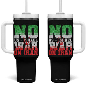 No Us Israel War On Iran Tumbler With Handle Anti War Political Protest Statement TS12 One Size: 40 oz Black Print Your Wear