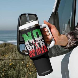 No Us Israel War On Iran Tumbler With Handle Anti War Political Protest Statement TS12 Print Your Wear