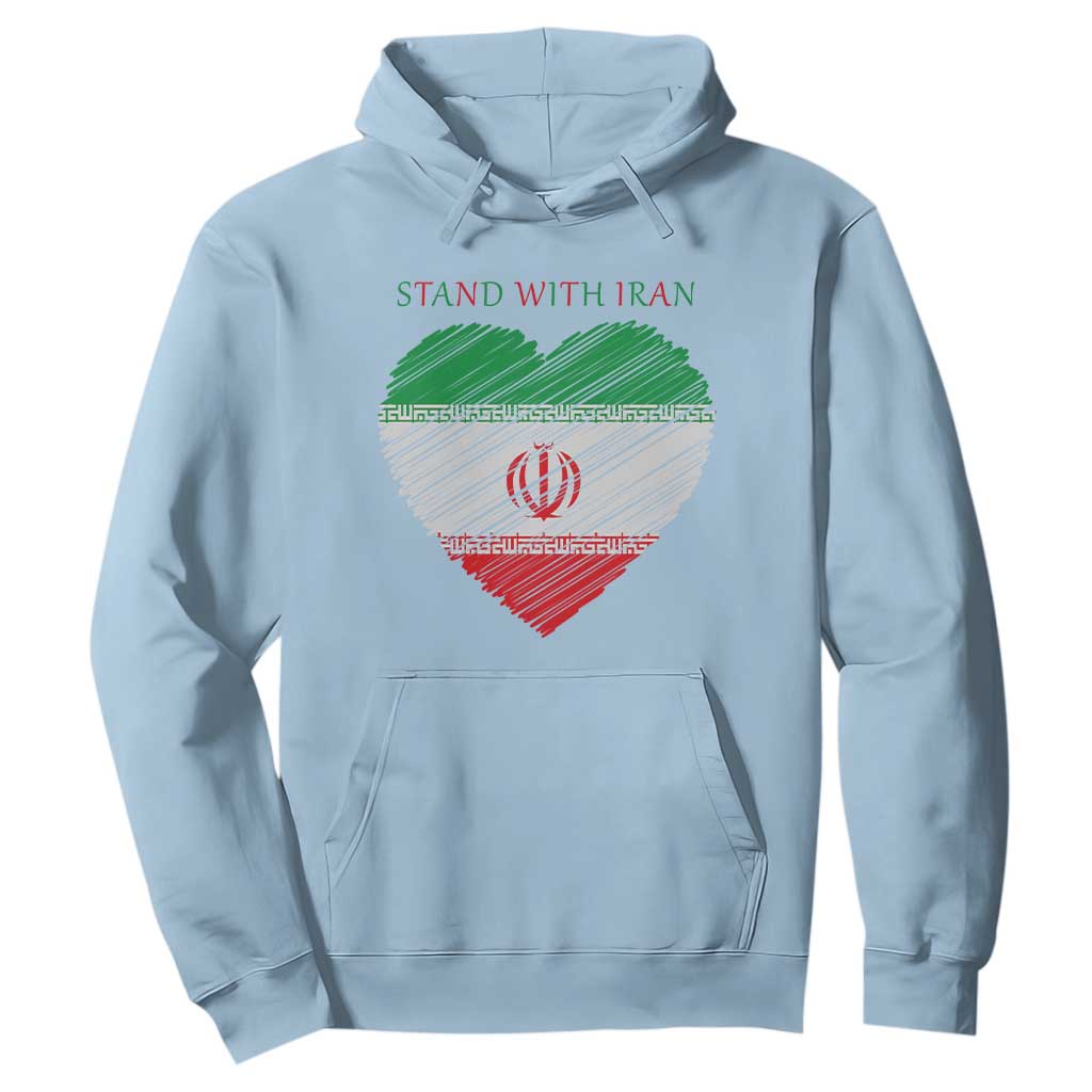 Stand With Iran Hoodie Anti War Political Protest Statement TS12 Light Blue Print Your Wear