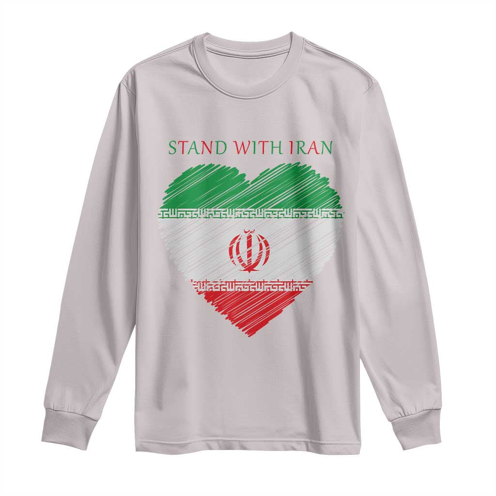 Stand With Iran Long Sleeve Shirt Anti War Political Protest Statement TS12 Ice Gray Print Your Wear