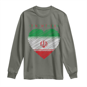 Stand With Iran Long Sleeve Shirt Anti War Political Protest Statement TS12 Military Green Print Your Wear