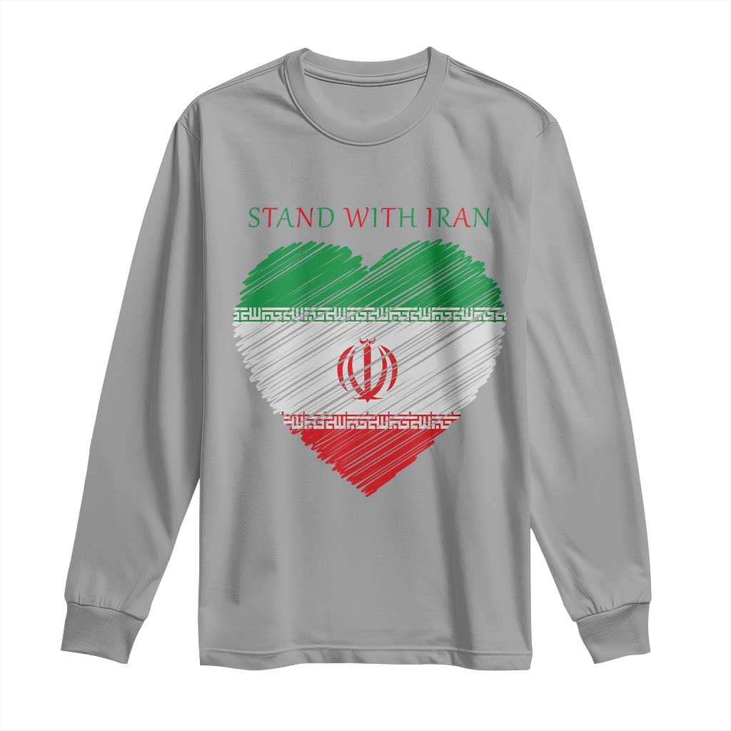 Stand With Iran Long Sleeve Shirt Anti War Political Protest Statement TS12 Sport Gray Print Your Wear