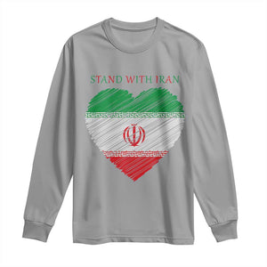 Stand With Iran Long Sleeve Shirt Anti War Political Protest Statement TS12 Sport Gray Print Your Wear