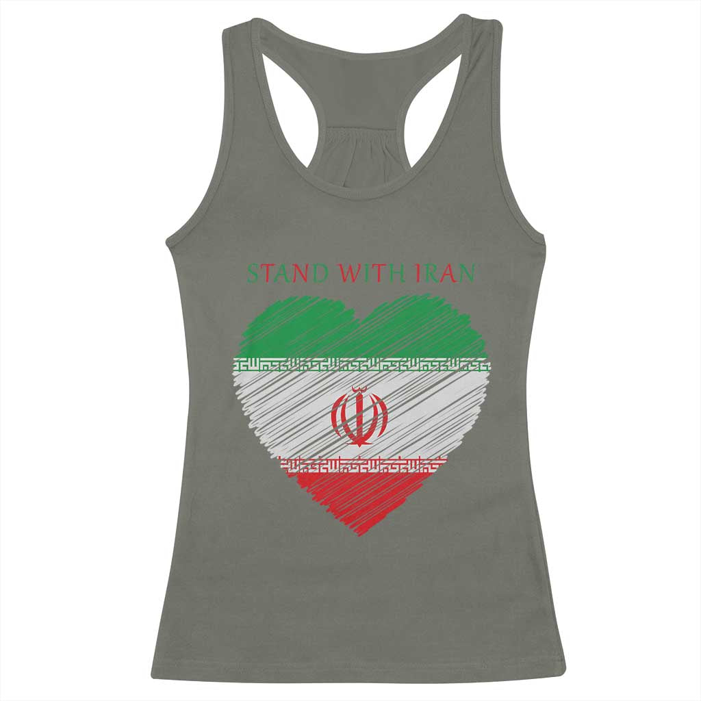 Stand With Iran Racerback Tank Top Anti War Political Protest Statement TS12 Military Green Print Your Wear