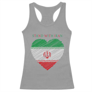 Stand With Iran Racerback Tank Top Anti War Political Protest Statement TS12 Sport Gray Print Your Wear