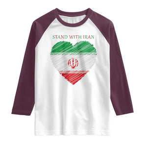 Stand With Iran Raglan Shirt Anti War Political Protest Statement TS12 White Maroon Print Your Wear