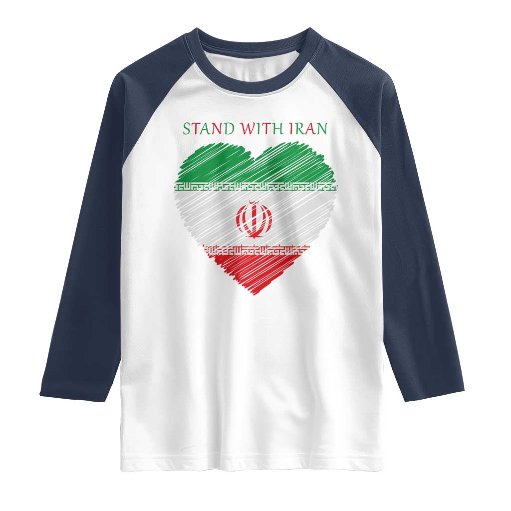 Stand With Iran Raglan Shirt Anti War Political Protest Statement TS12 White Navy Print Your Wear