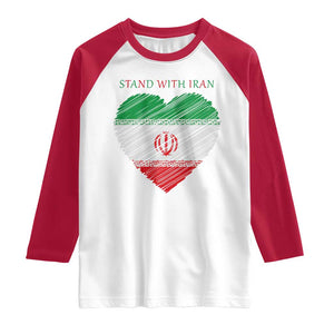 Stand With Iran Raglan Shirt Anti War Political Protest Statement TS12 White Red Print Your Wear