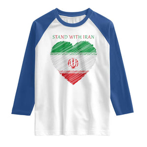 Stand With Iran Raglan Shirt Anti War Political Protest Statement TS12 White Royal Print Your Wear