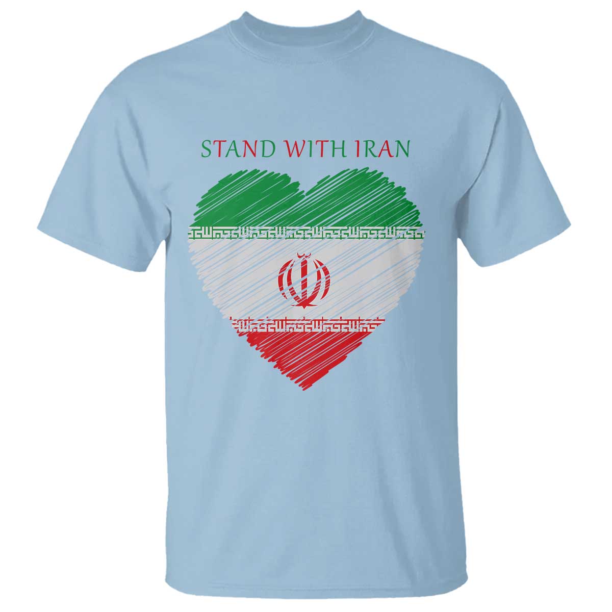 Stand With Iran T Shirt Anti War Political Protest Statement TS12 Light Blue Print Your Wear