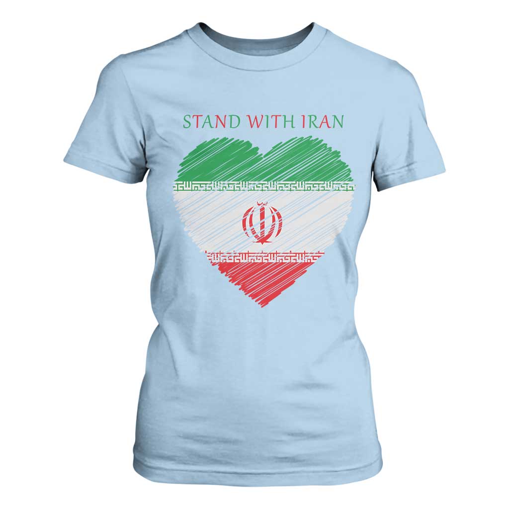 Stand With Iran T Shirt For Women Anti War Political Protest Statement TS12 Light Blue Print Your Wear