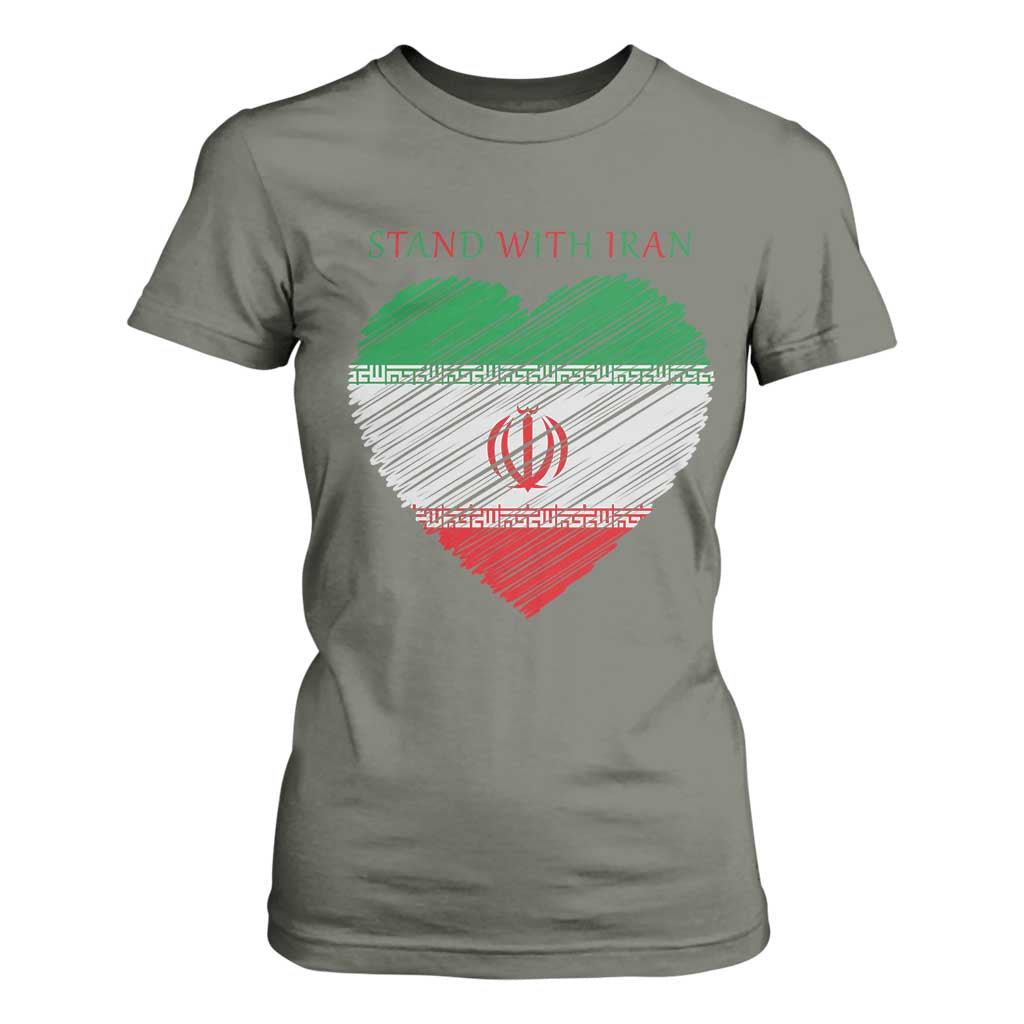 Stand With Iran T Shirt For Women Anti War Political Protest Statement TS12 Military Green Print Your Wear