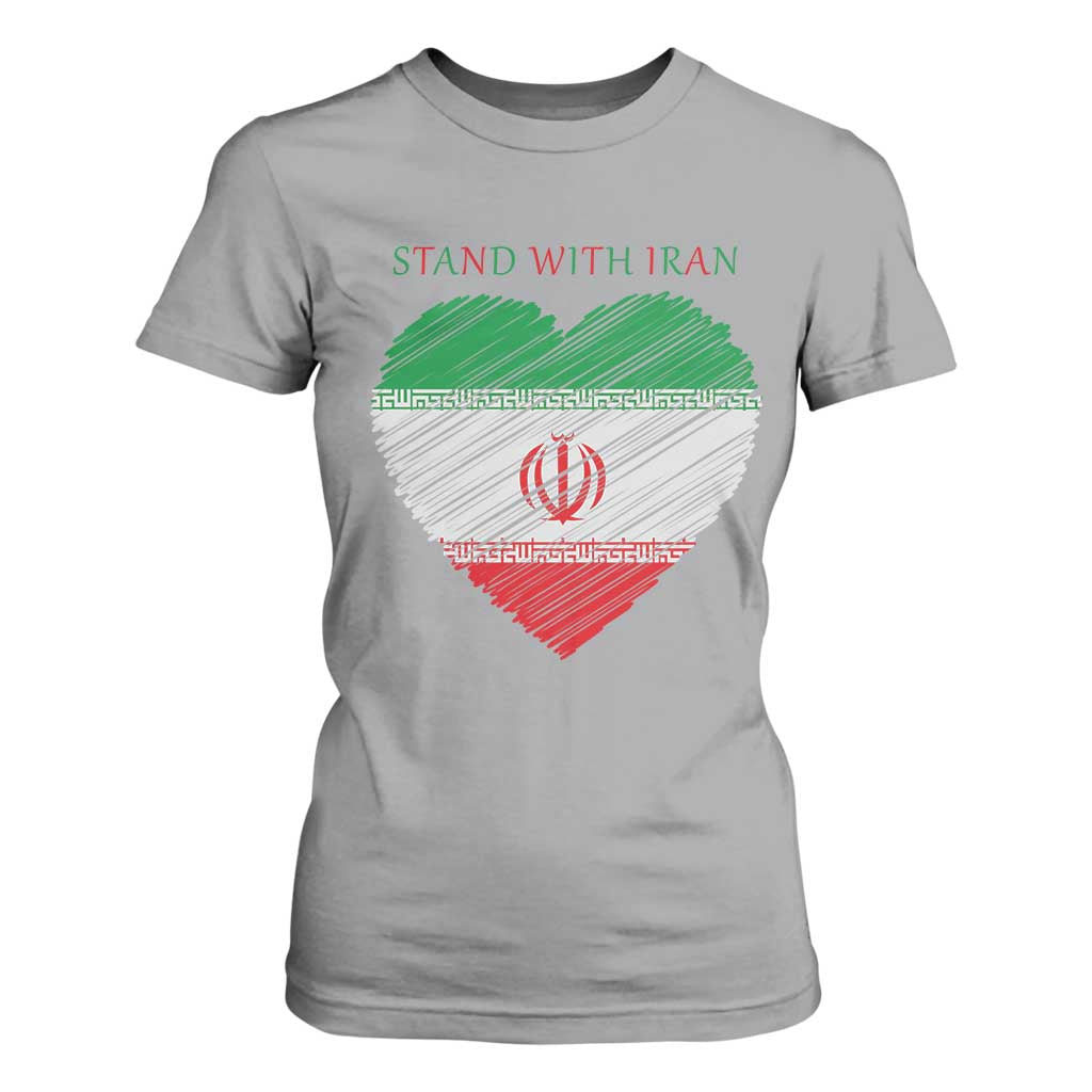 Stand With Iran T Shirt For Women Anti War Political Protest Statement TS12 Sport Gray Print Your Wear