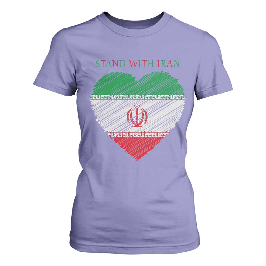 Stand With Iran T Shirt For Women Anti War Political Protest Statement TS12 Violet Print Your Wear