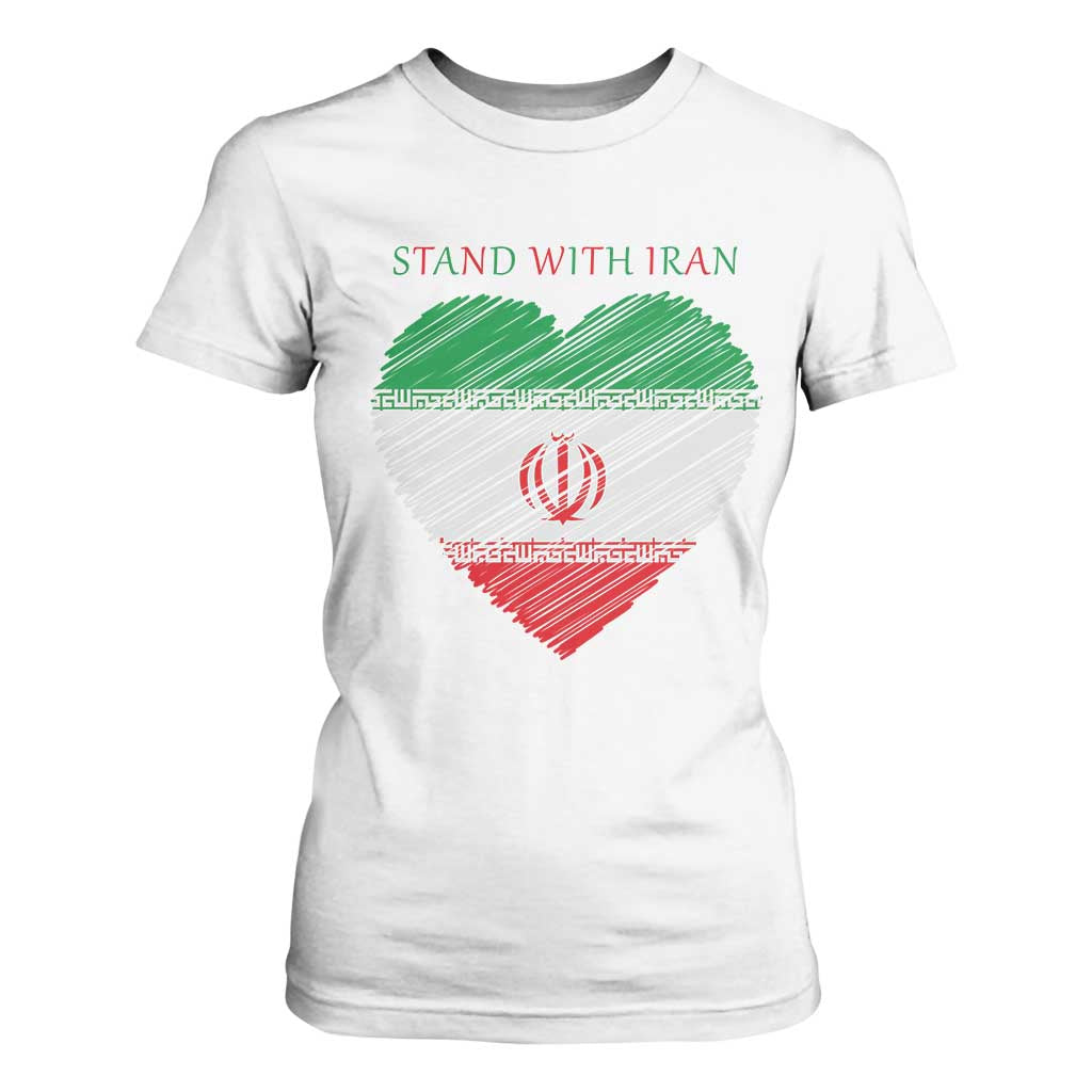 Stand With Iran T Shirt For Women Anti War Political Protest Statement TS12 White Print Your Wear