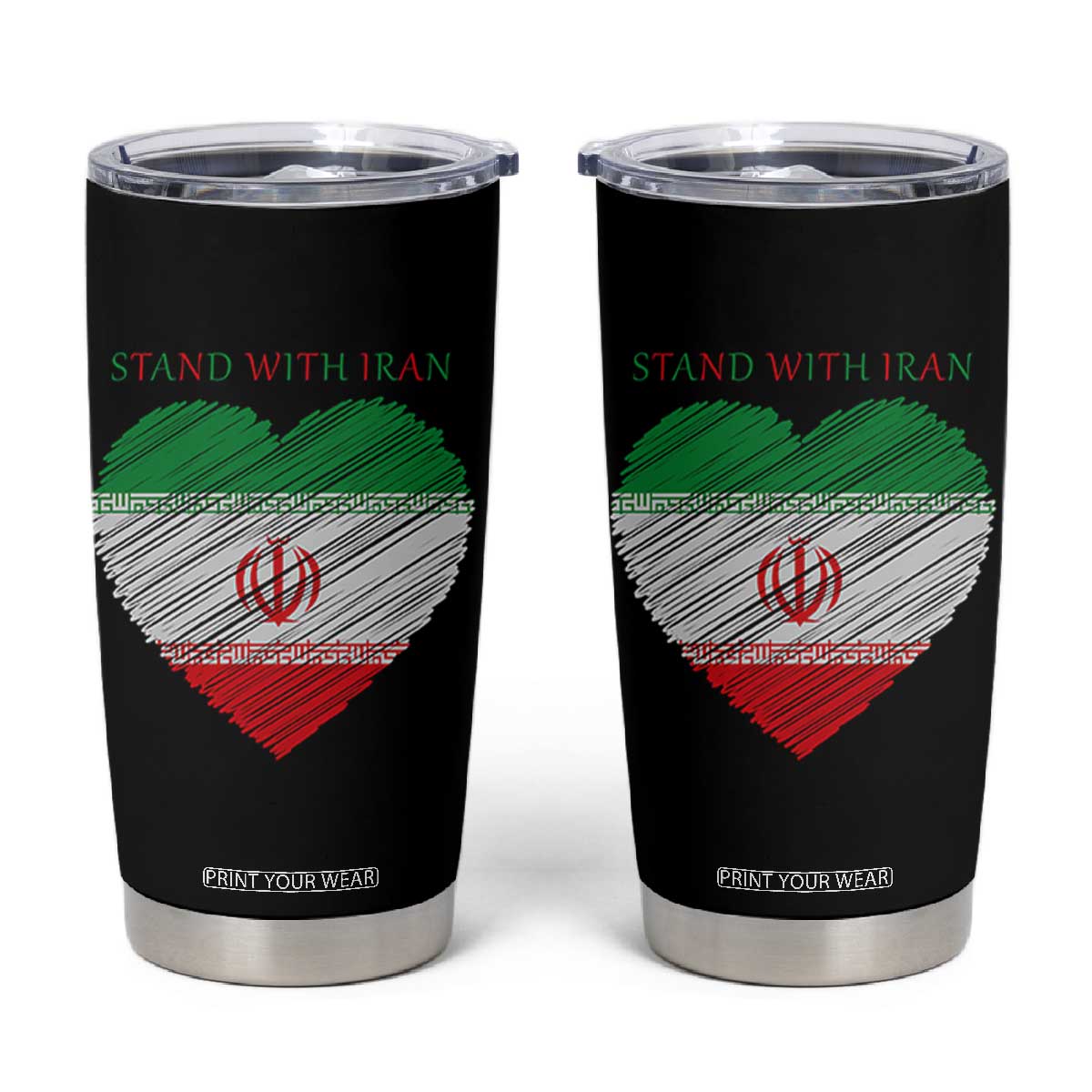 Stand With Iran Tumbler Cup Anti War Political Protest Statement TS12 Black Print Your Wear
